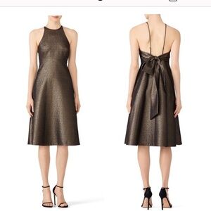 Black, gold metallic Halston heritage cocktail dress